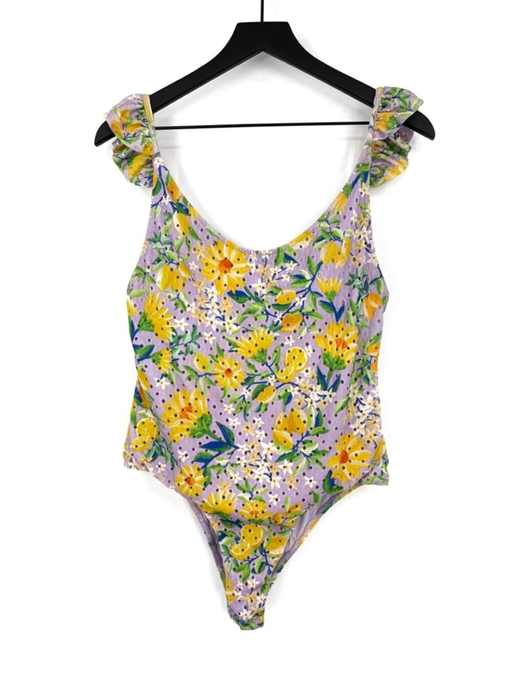 FARM RIO Lemon Dream/Drop One Piece Swimsuit Purple Yellow Green XL